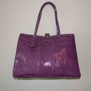 COACH Signature Purple Patent Leather Handbag
